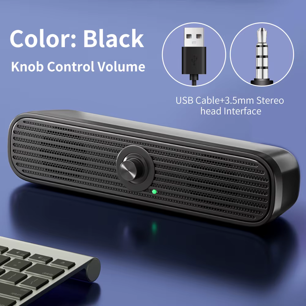 COOMAER Surround ordinateur de bureau haut-parleur maison stéréo 3.5Aux USB système de barre de son