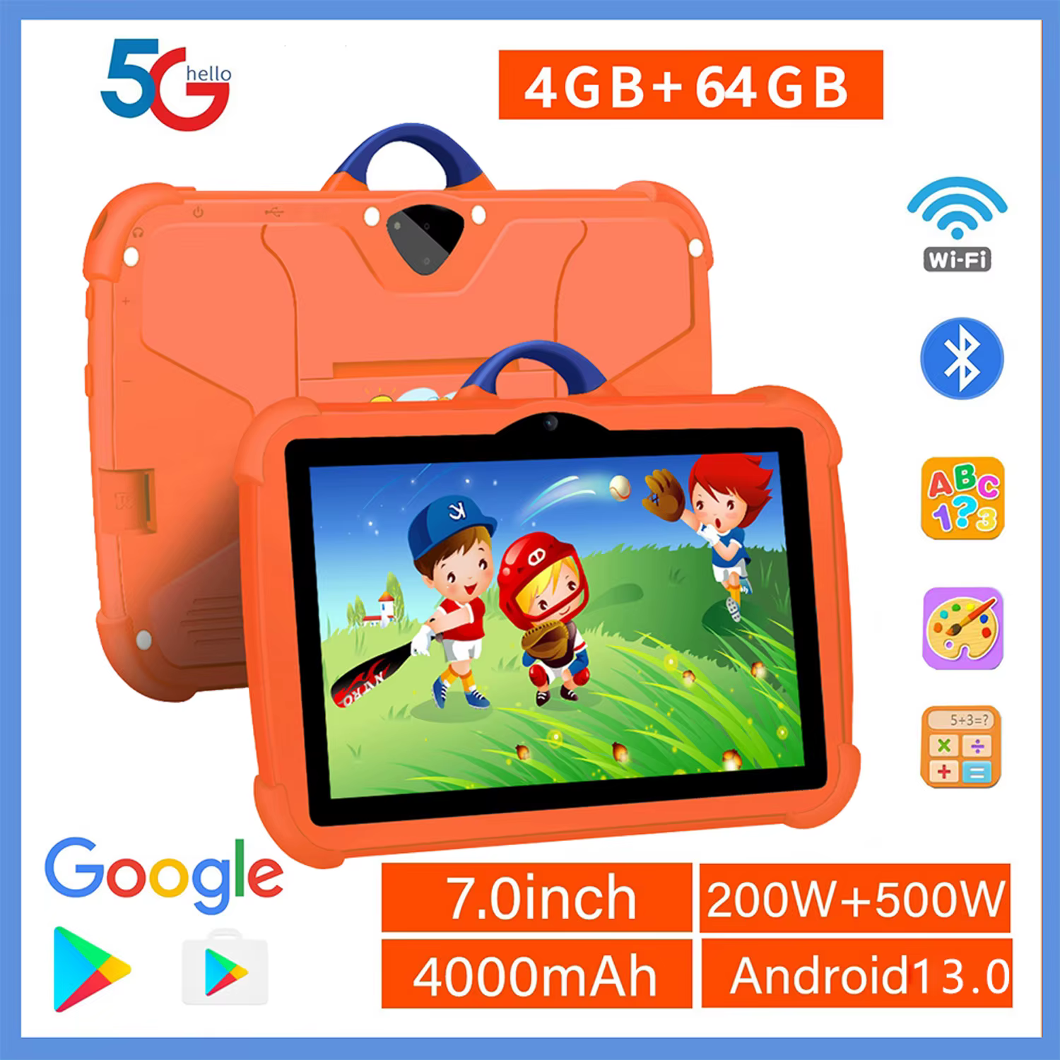 Nouveau 5G WiFi 7 pouces Google tablette pour enfants apprentissage éducation enfants tablettes Android 13 Quad Core 4GB + 64GB double caméra 4000mAh