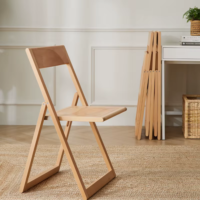 Chaise pliante nordique en bois massif avec dossier pour usage domestique