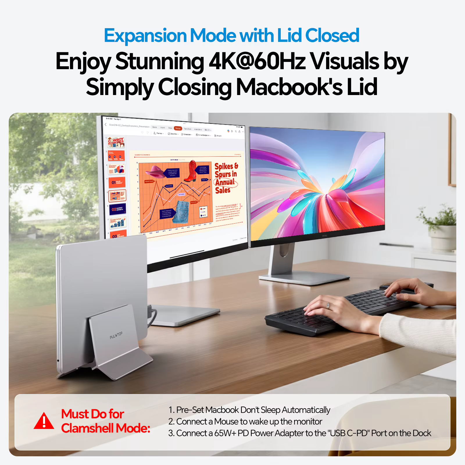 PULWTOP Station d'accueil pour MacBook double moniteur avec 2 HDMI 4K60Hz