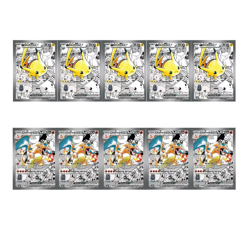 Série Pokémon DIY 001/001 Pikachu Ex Manga Sets 002/002 Charizard Ex Manga Set Collection Cartes Anime Auto-conçues