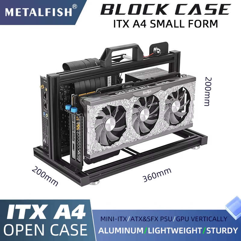 METALFISH Boîtier ITX A4 en aluminium à cadre ouvert