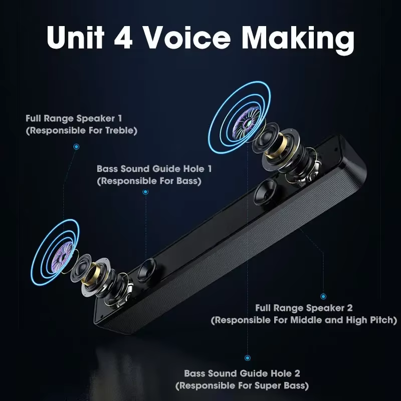 Barre de son pour PC, haut-parleur Bluetooth filaire et sans fil