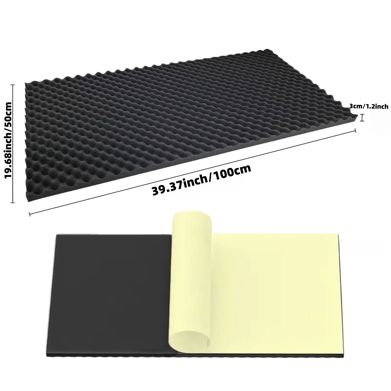Panneau acoustique auto-adhésif HERTBER en mousse alvéolée 100x50x3cm haute densité insonorisant pour salle de jeux
