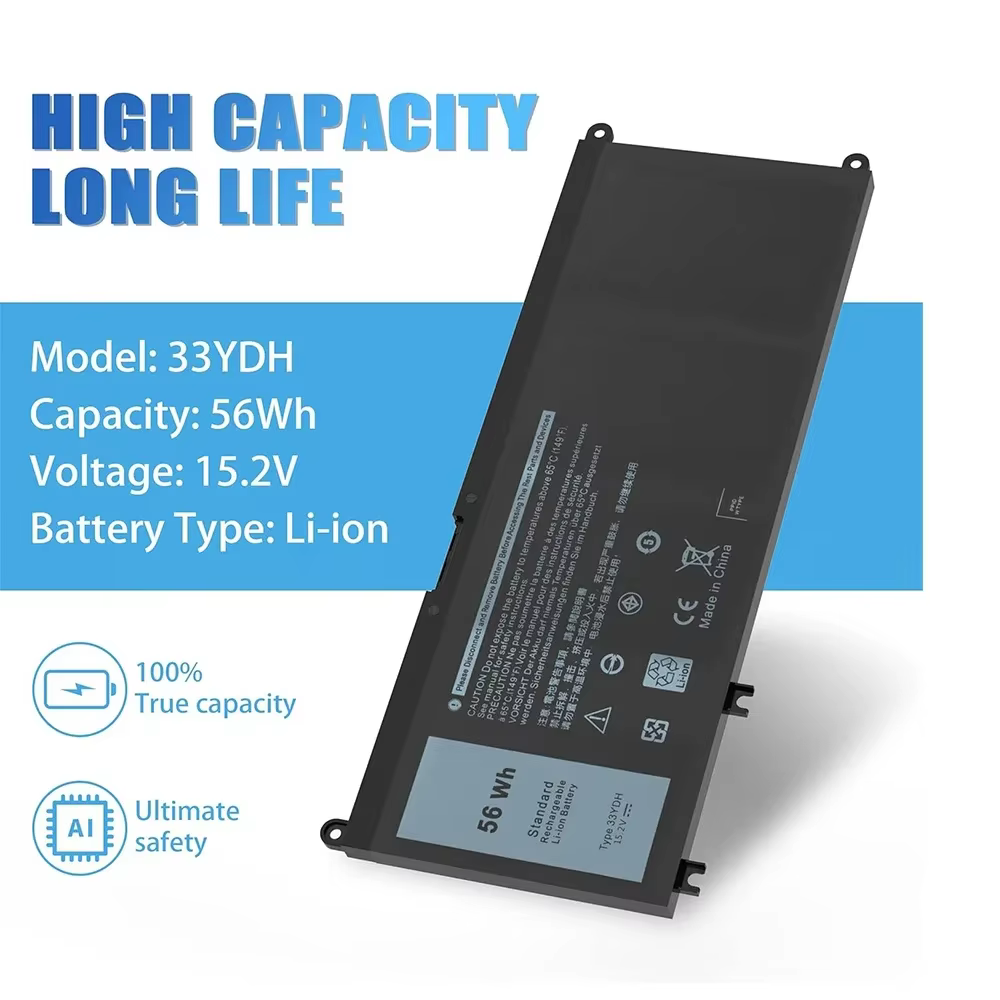 Batterie d'ordinateur portable 33YDH pour Dell Latitude 13 3380 14 3490 15 3590 3580 Inspiron 7000 7778 7773 15 7577 G3 3579 3779 G5 5587 G7 7588