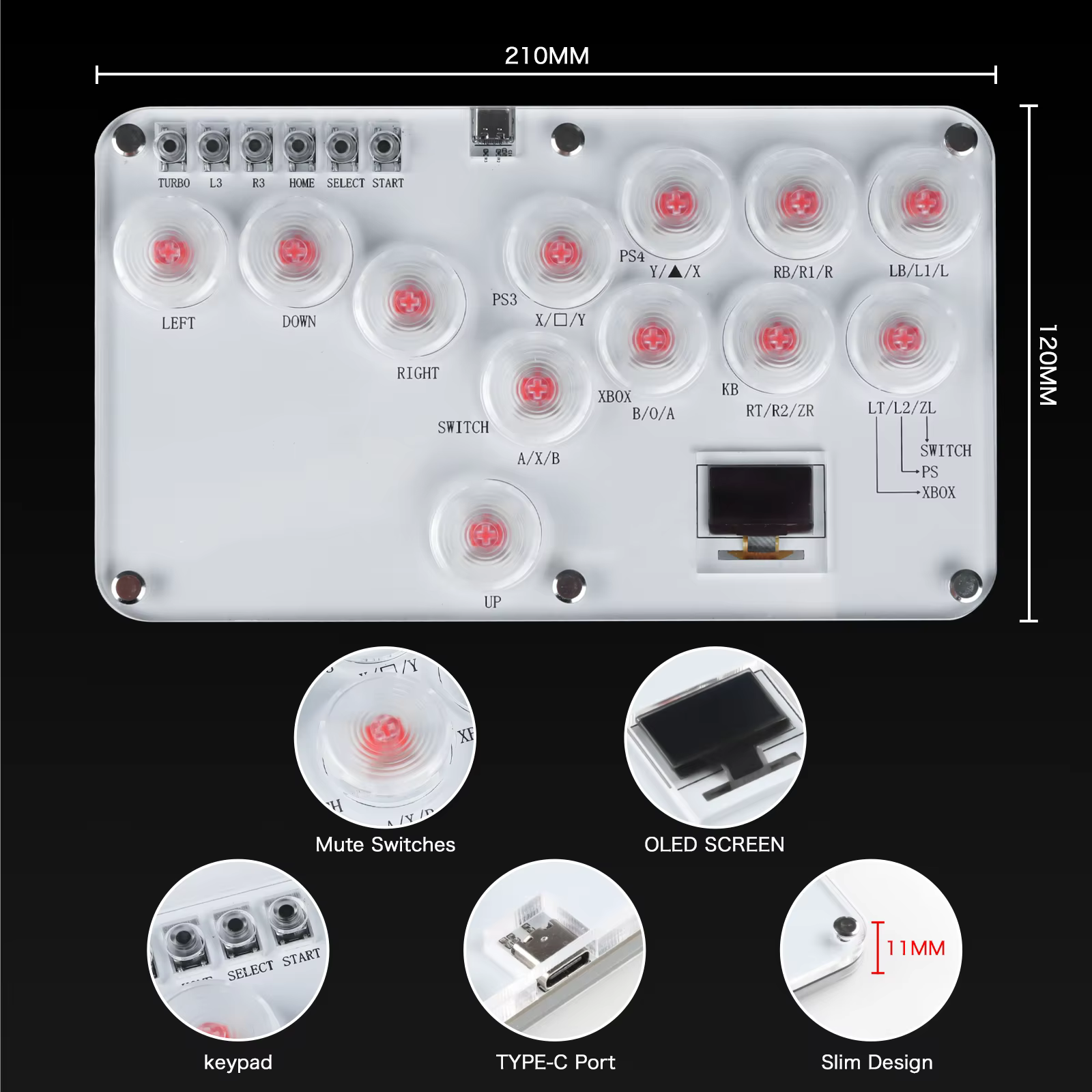 Contrôleur de bâton de combat d'arcade de clavier de Hitbox