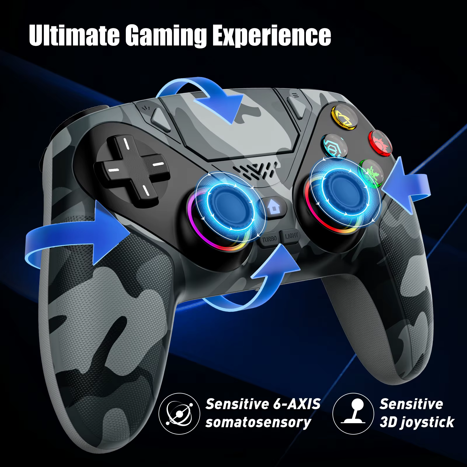 Manette sans fil RGB pour Playstation 5 PS5/PS5 Pro/Slim/PC