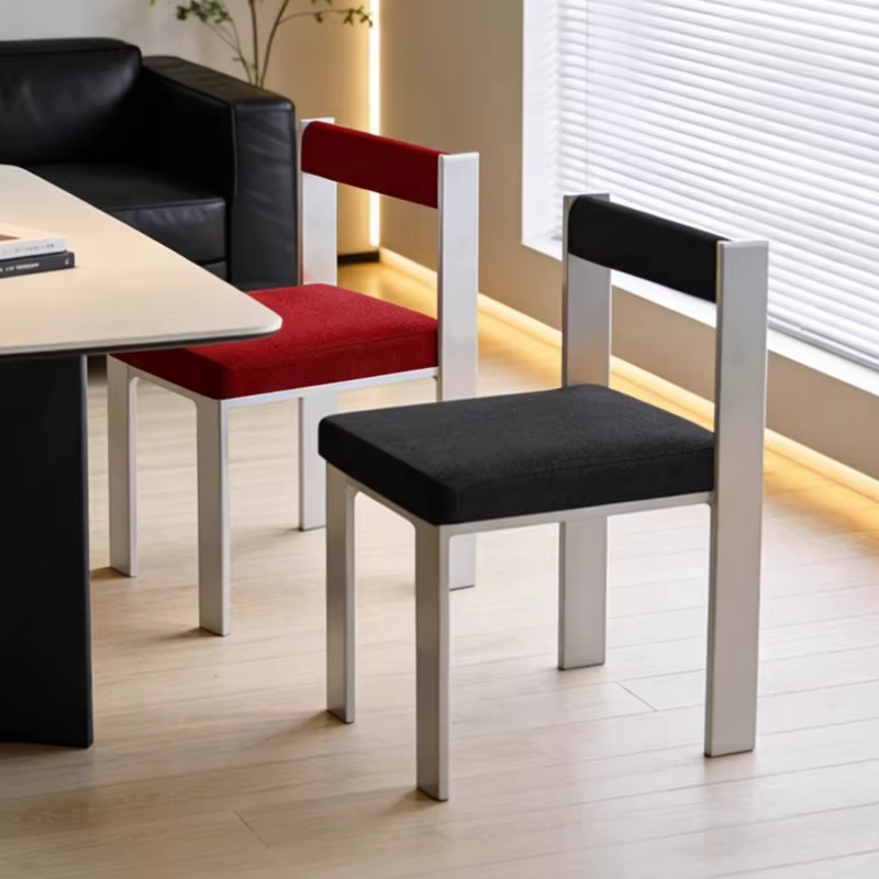 Chaise d'îlot de cuisine Bauhaus Dopamine en acier inoxydable, siège de salle à manger design multifonction pour la maison et la salle de bain