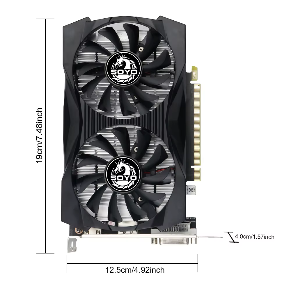 Cartes graphiques SOYO GTX 1050 Ti 4G GDDR5 NVIDIA 14NM PCIE3.0*16 GP107 128Bit DP + HDMI + DVI