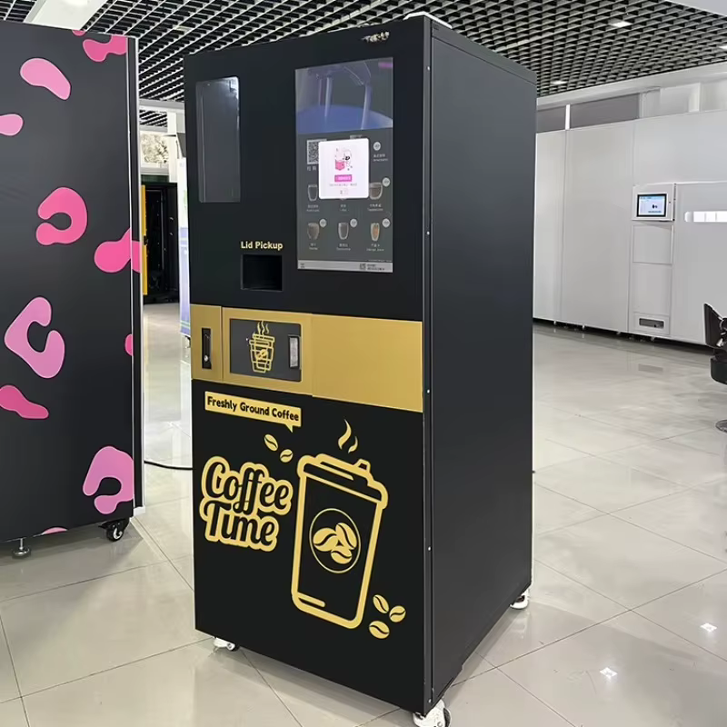 Distributeur automatique de café facile à utiliser avec distributeur de gobelets pour rue commerçante