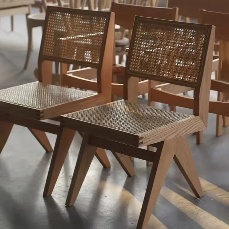 Chaise De salle à manger européenne en rotin, style nordique, gain De place, chaises De salle à manger en bois, meubles De cuisine nordiques du milieu du siècle