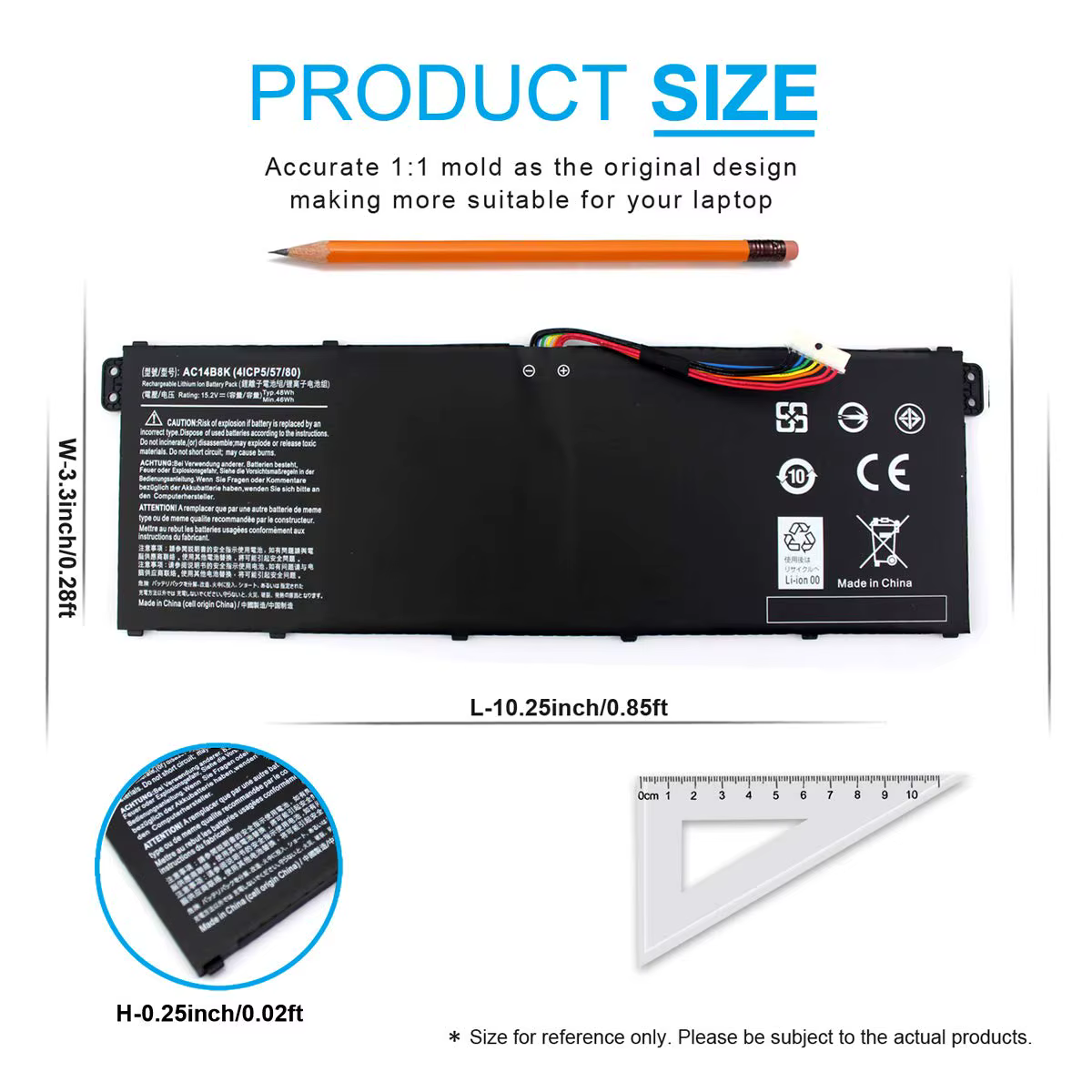 Batterie d'ordinateur portable AC14B8K pour Acer Aspire 5 A515-51 V3-372T R5-571T R7-371 ES1-511 Nitro 5 AN515-51 Spin SP111-31 CB3-531 CB5-571 SF314 Gateway NE511 NE512 TravelMate B115-M B115-MP 4ICP