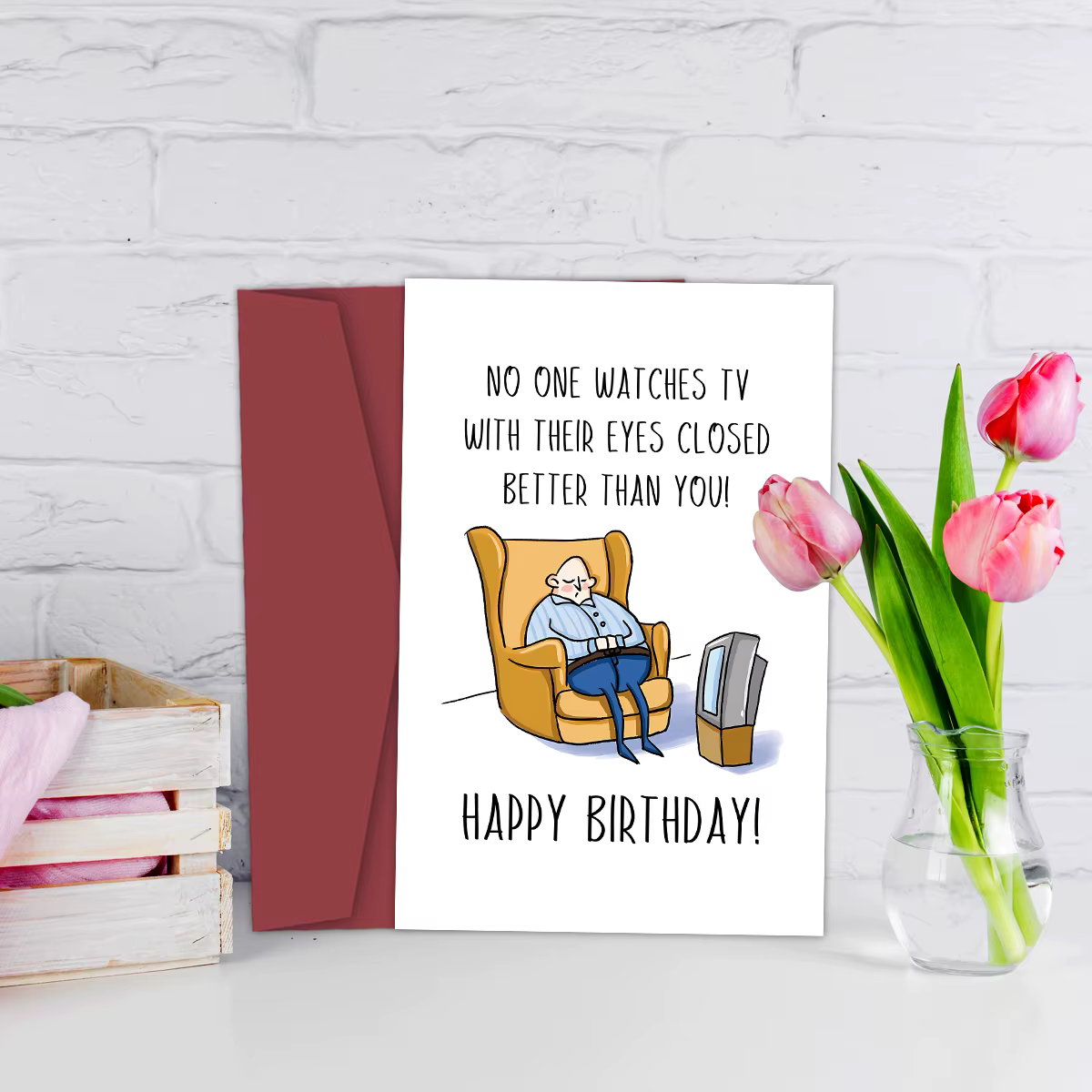 Carte d'anniversaire créative et amusante, carte d'anniversaire amusante pour papa, mari, grand-père, regarder la télévision avec les yeux fermés, carte de merci, 1 pièce