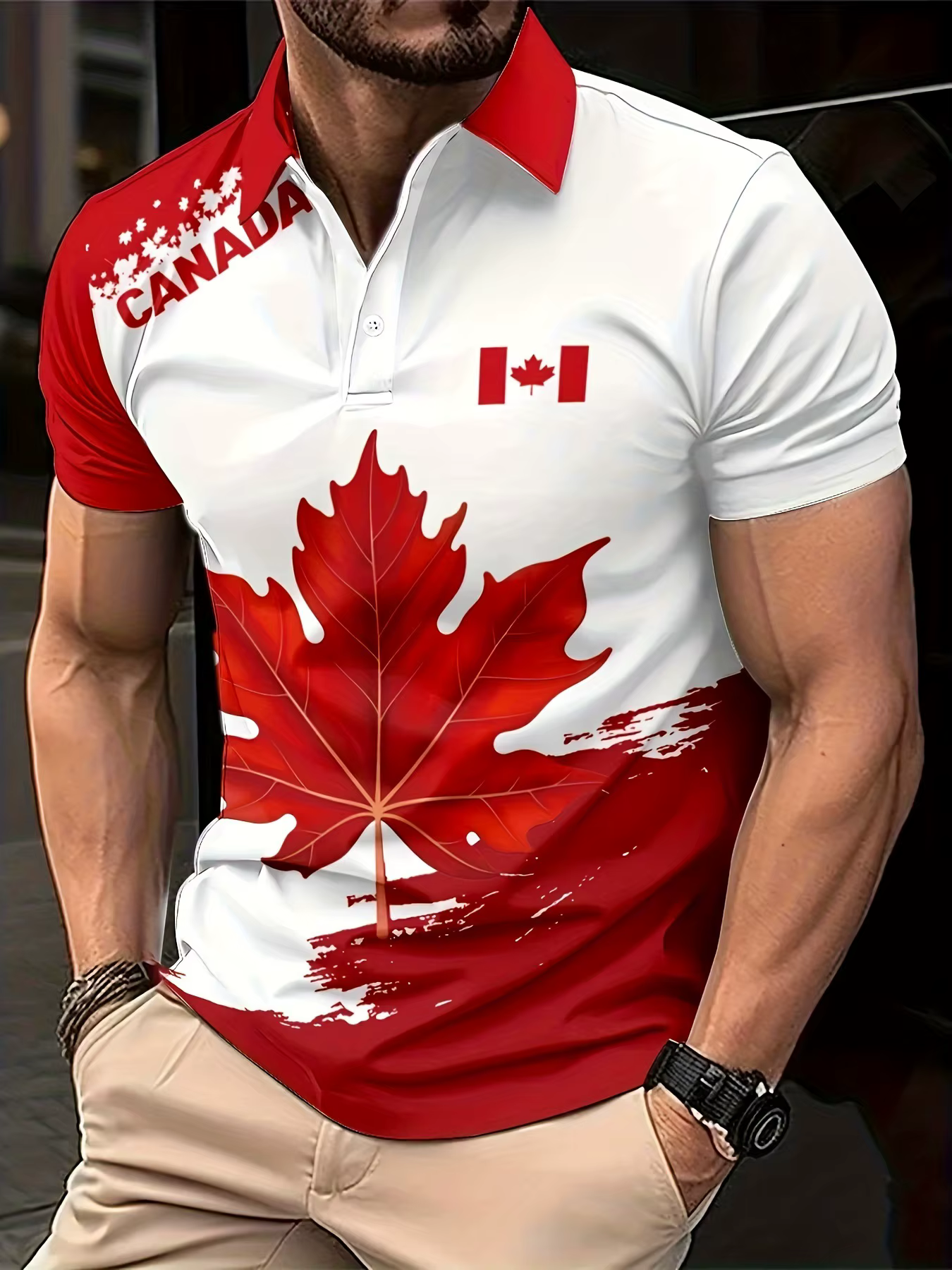 Mode feuilles d'érable drapeau du Canada hommes Polo T-Shirts été Sport décontracté à manches courtes 3D imprimé Streetwear hommes vêtements hauts