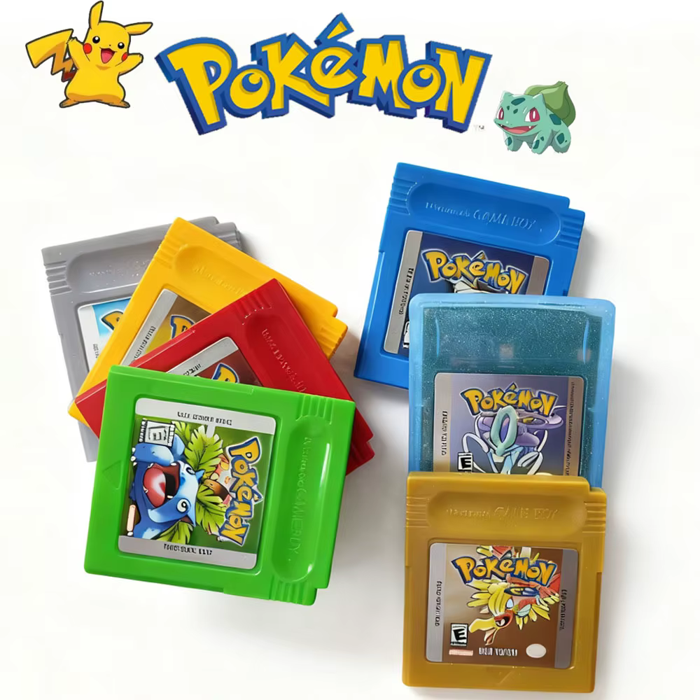 Cartouche de jeu vidéo Pokemon rouge bleu cristal doré vert argent jaune GBC