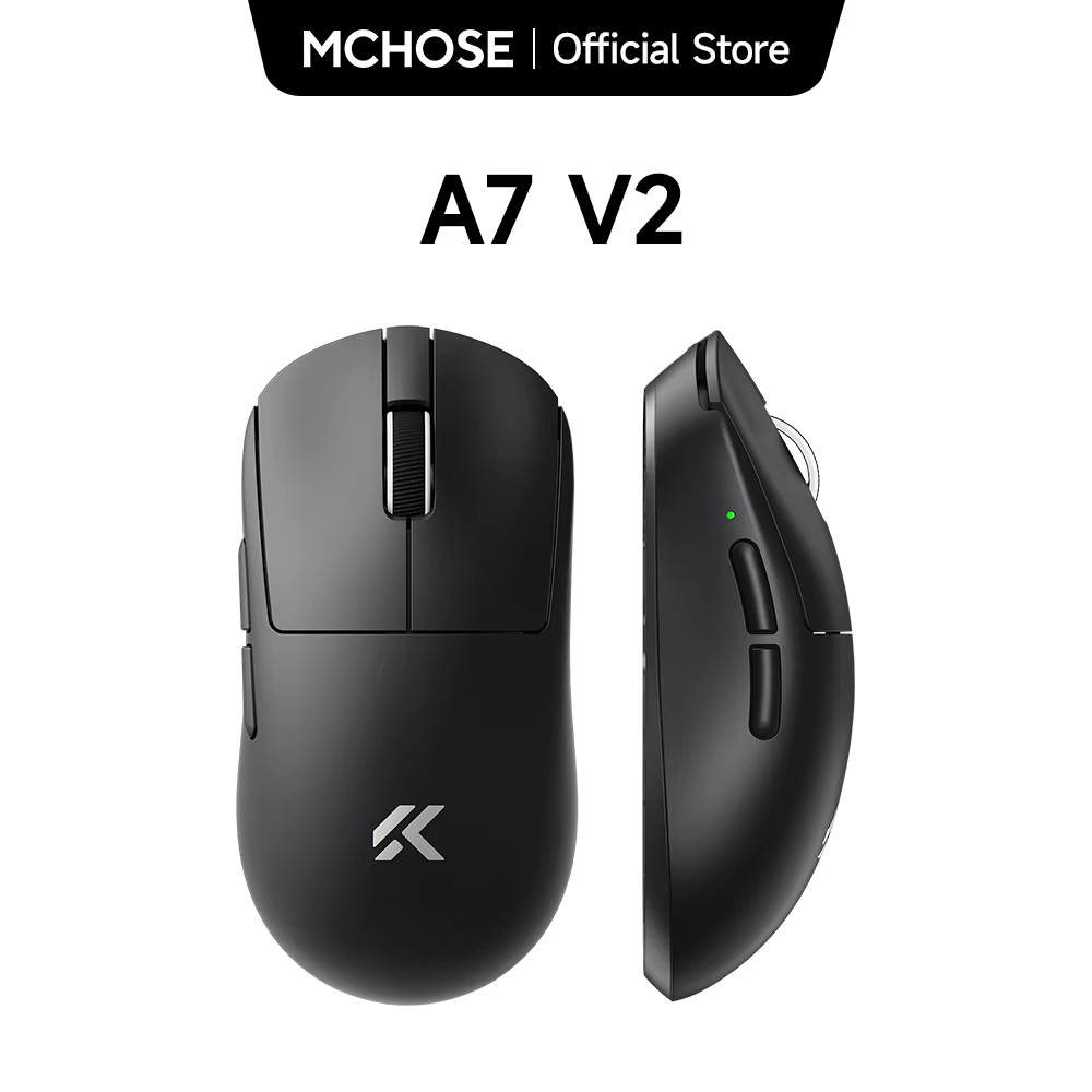 MCHOSE A7 V2 souris de jeu sans fil légère double taux d'érollage 8