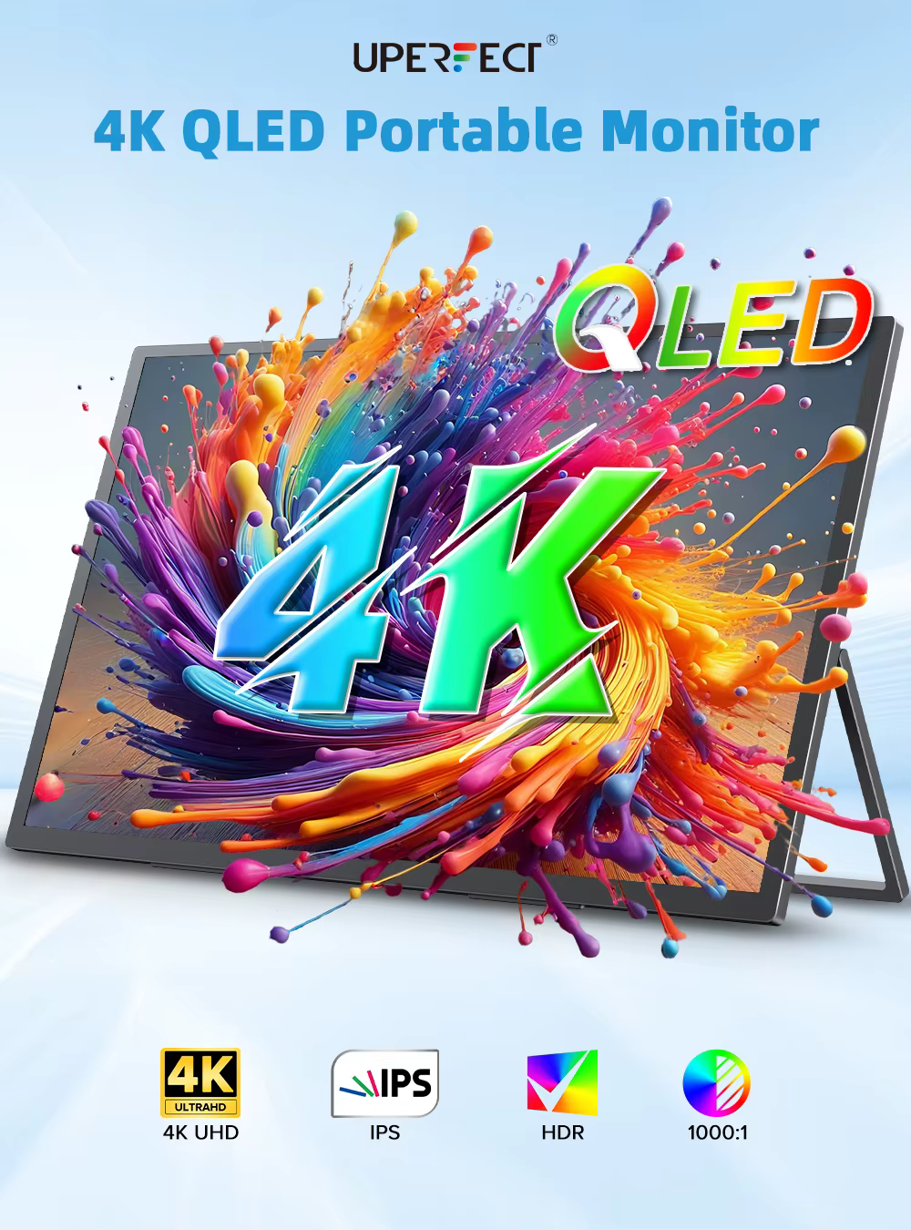 UPERFECT 18.4 4K QLED moniteur de jeu portable 3840 * 2160 HDR USB C HDMI pour PC