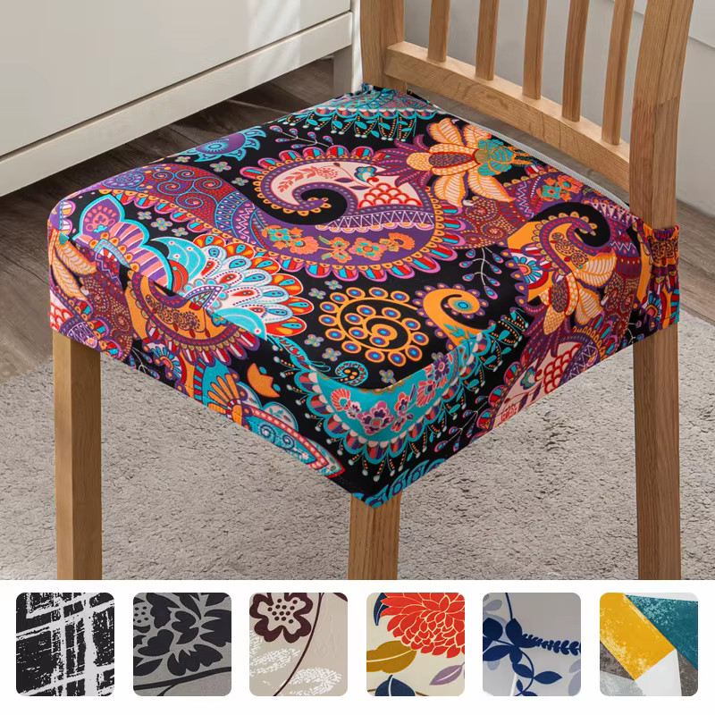Housses de chaise pour salle à manger, housses de chaise de salle à manger souples, imprimées, extensibles, antidérapantes, amovibles, lavables, protectrices