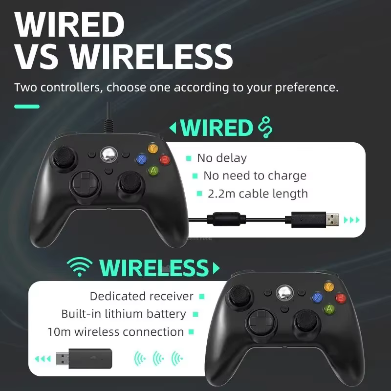 Manette de jeu sans fil et filaire USB
