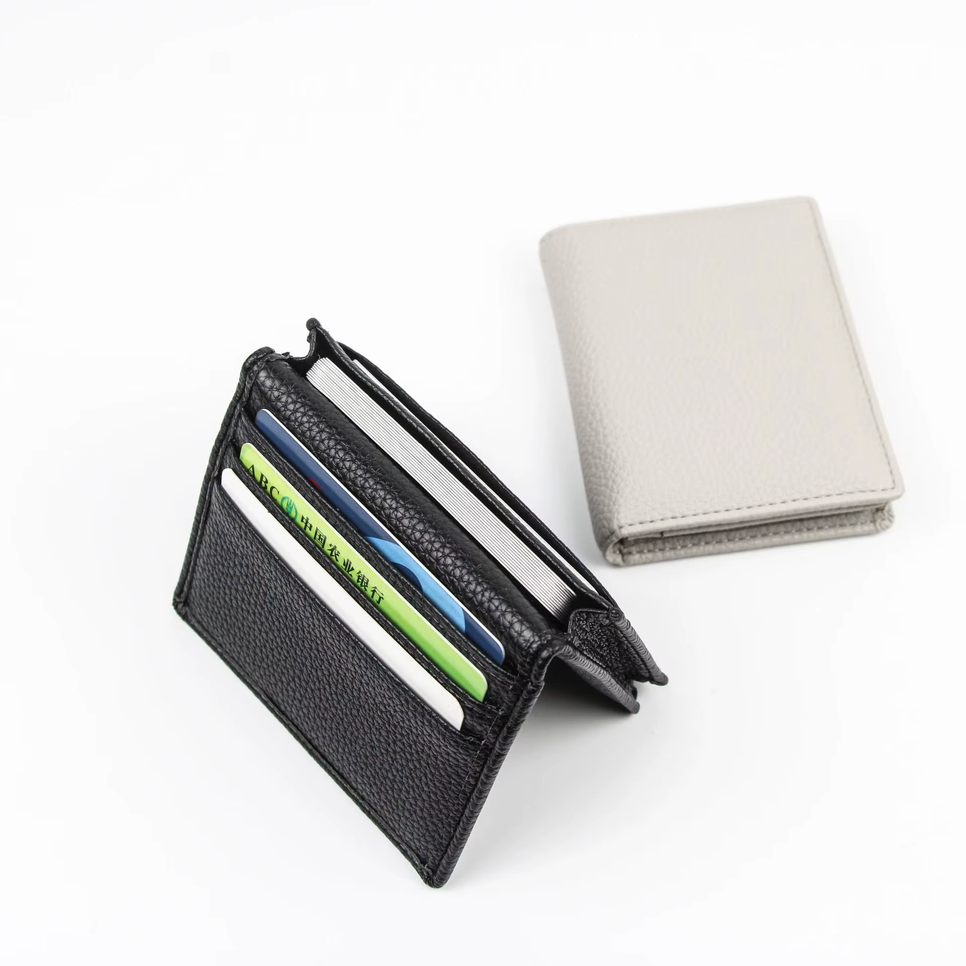 Porte-cartes de visite en cuir véritable, étui pour cartes de visite, portefeuille pour cartes de crédit pour hommes et femmes