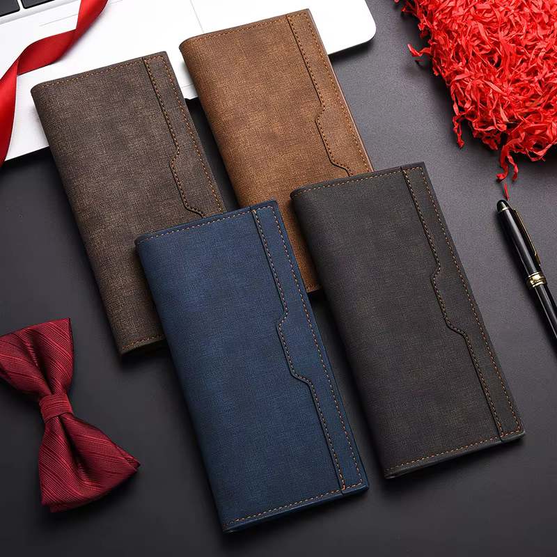 Portefeuille Homme Luxe Designer, Long et Fin, Simple, Multi-emplacements pour Cartes, Porte-monnaie, Pochette de Poche