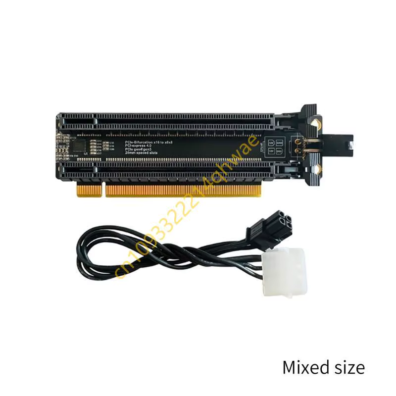 PCIe4.0 x16 1 à 2 Carte d'extension PCIe-bifurcation x16 à x8x8 / 4P alimentation Gen4 Split Card Splitter