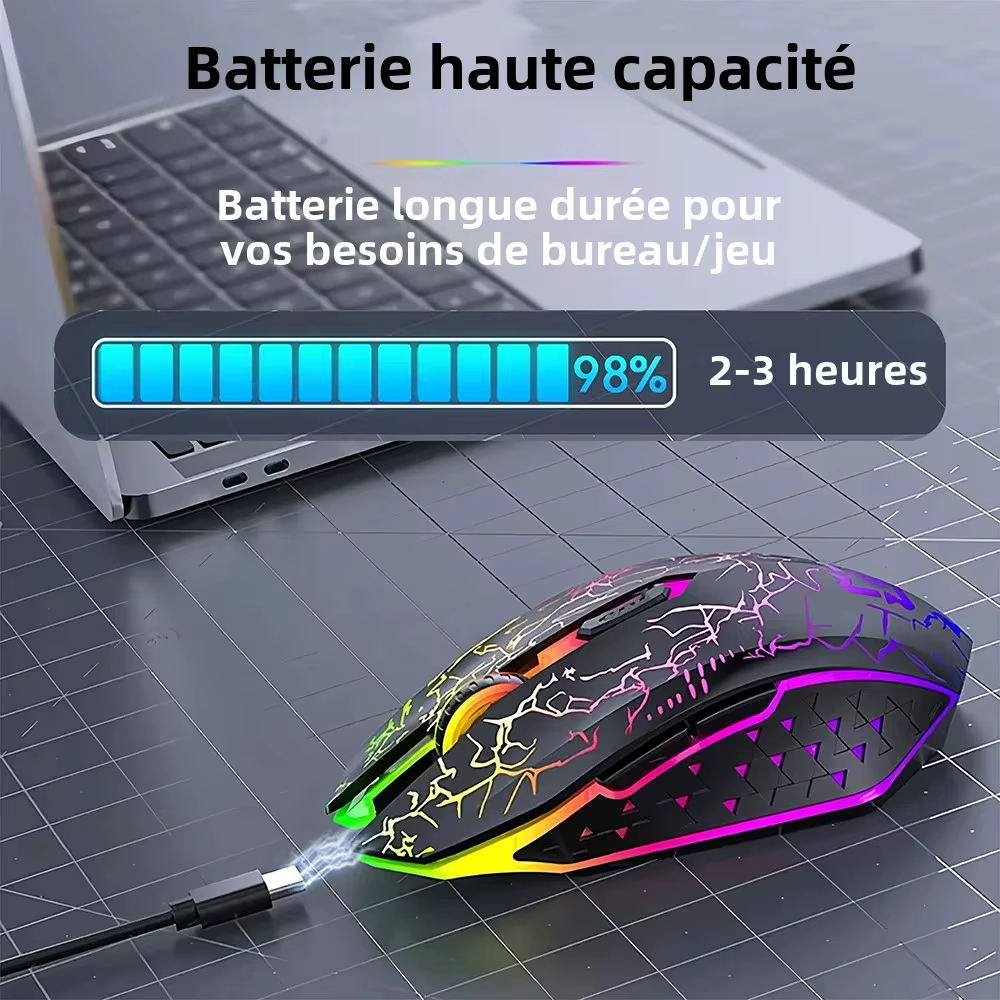 Souris sans fil Bluetooth 5.2 RGB 2.4G