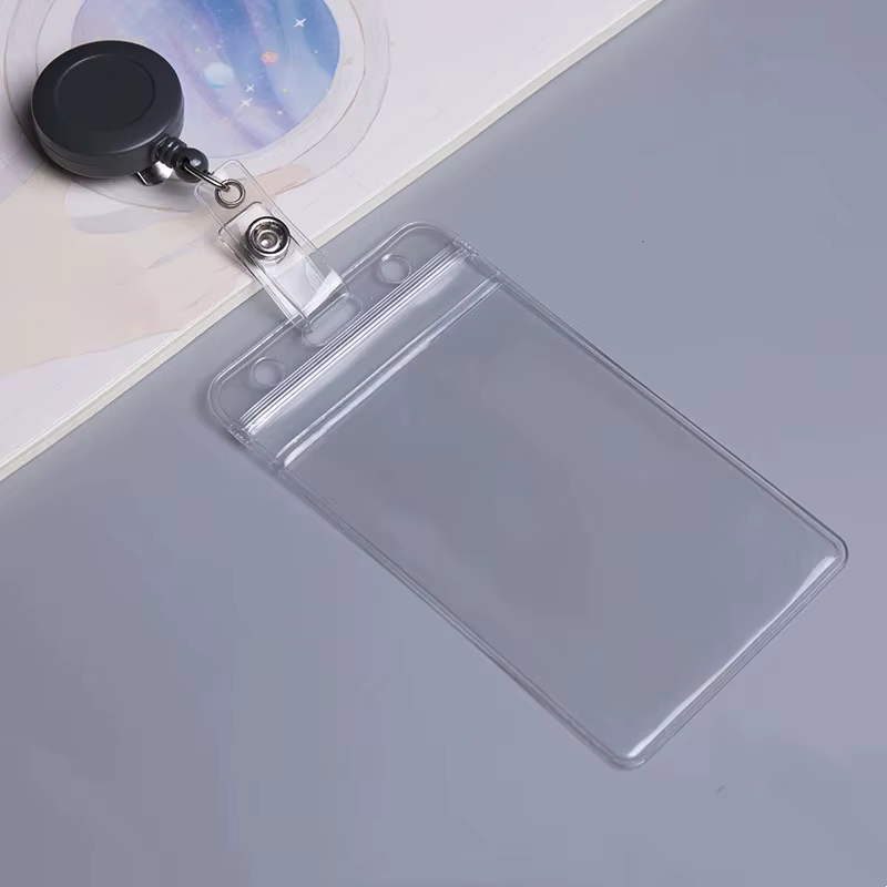 Étui pour cartes de crédit et Bus, 1 pièce, porte-Badge rétractable avec Clip de bobine, étui Transparent pour Pass de Bus