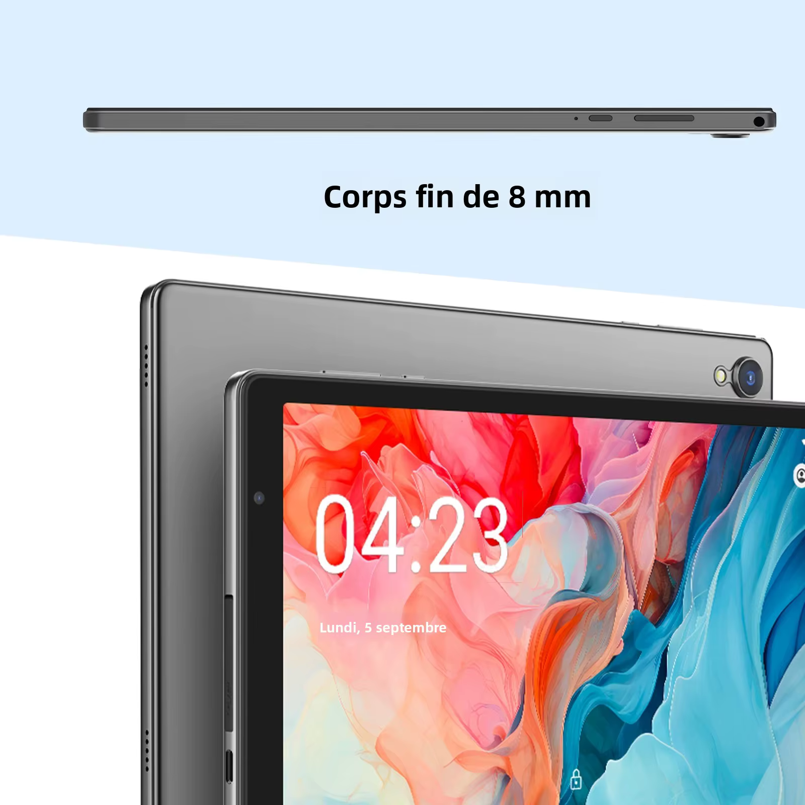 Dernière tablette Android 14, tablette 10 pouces, processeur Quad-core, WiFi 5G, 4 Go de ROM + 32 Go de RAM, résolution 1280 x 800, batterie 6000 mAh