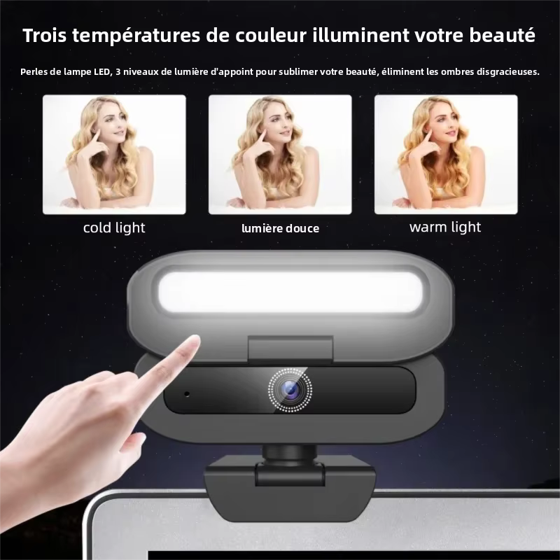 Webcam 4K pour PC avec lumière de remplissage LED