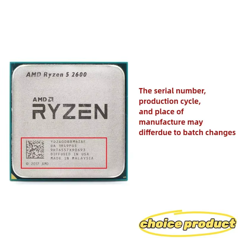 Processeur de bureau AMD R5 2600 6 cœurs 12 threads
