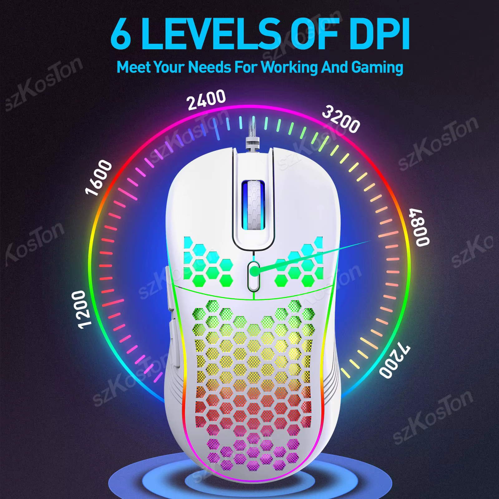 Souris de jeu filaire Honeycomb avec rétroéclairage RGB