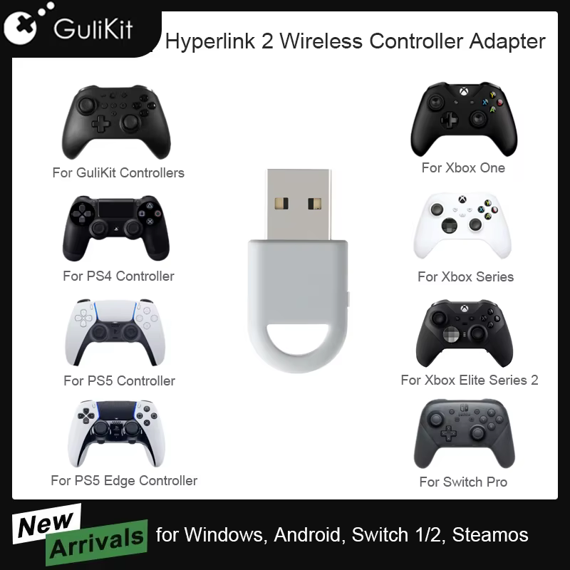 Hyperlink 2 adaptateur sans fil Dongle pour PS5 PS4 contrôleur Xbox One Gulikit manette de jeu pour Switch 1/2 Windows