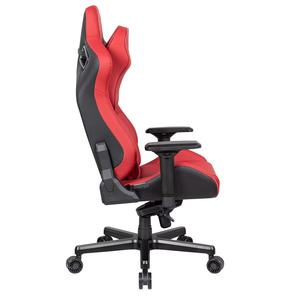 Chaise de jeu ergonomique pivotante moderne rouge avec dossier inclinable