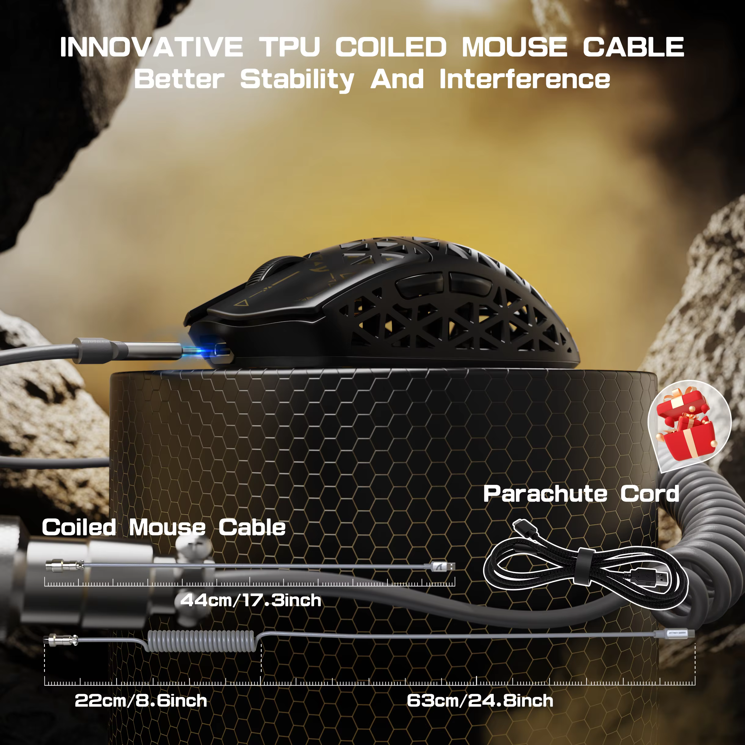 ATTACK SHARK R5Ultra Souris Gamer Sans Fil en Fibre de Carbone