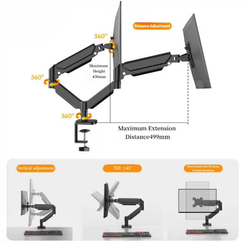 Support flexible pour double écran