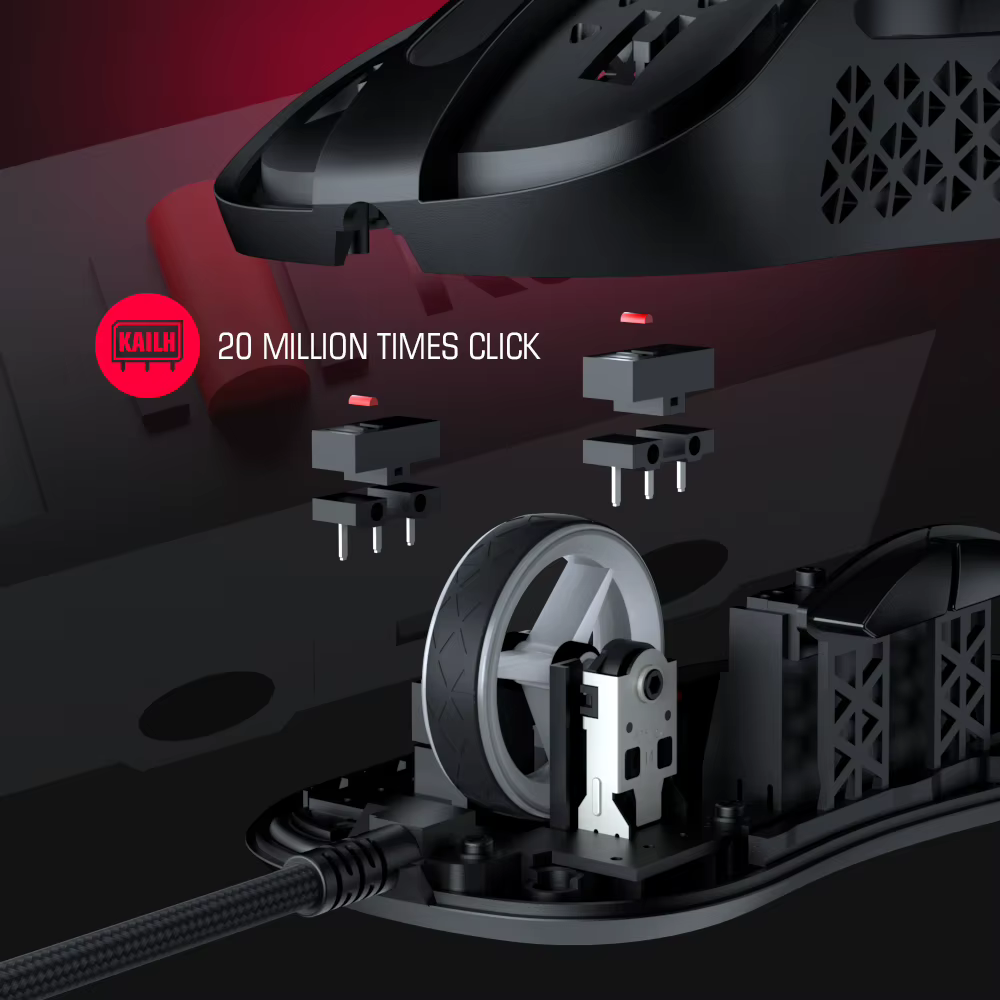 Souris de jeu filaire GameSir GM500 ultra-légère pour PC avec capteur optique PMW33600 12000 DPI