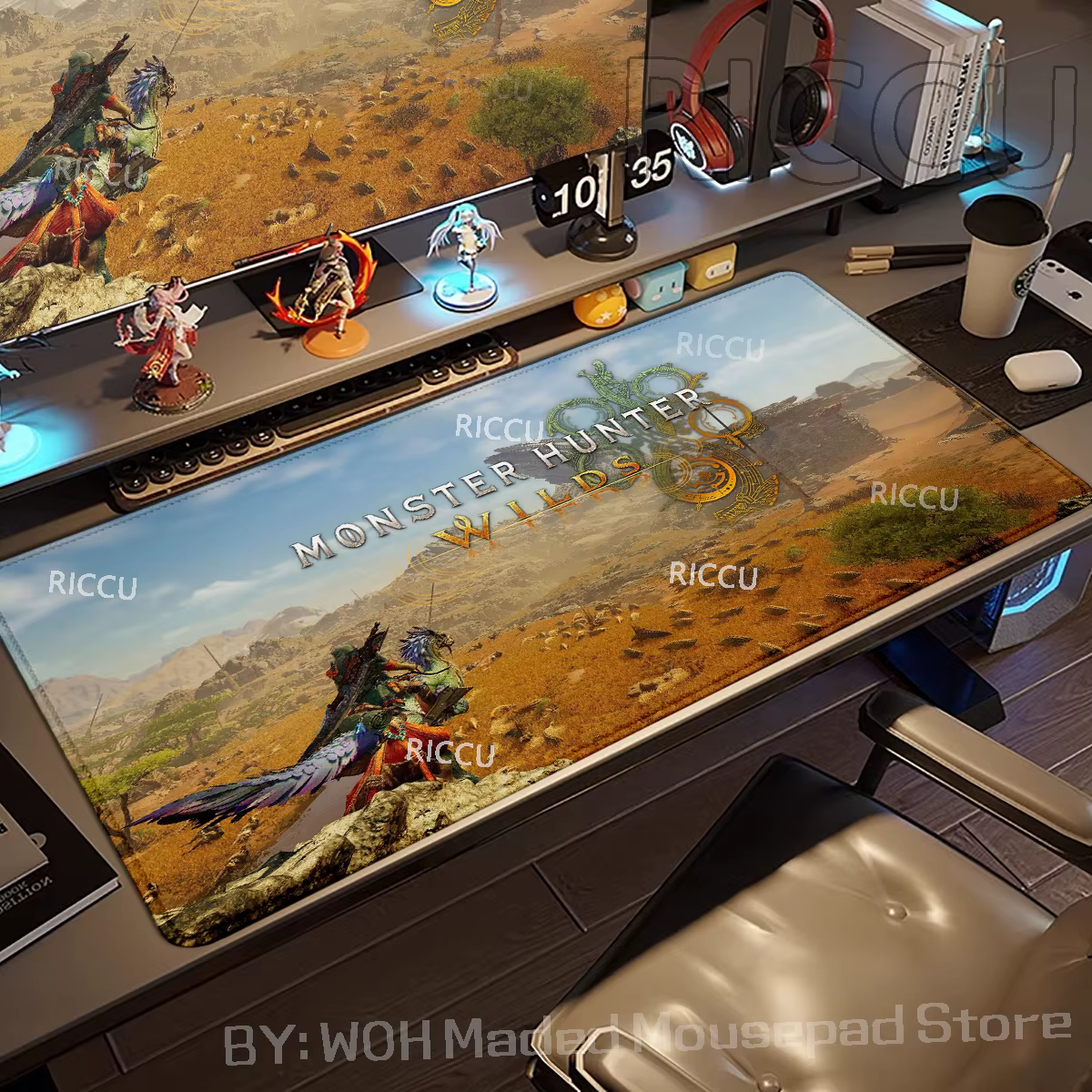 Tapis de souris de jeu Monster Hunter Wilds XXL