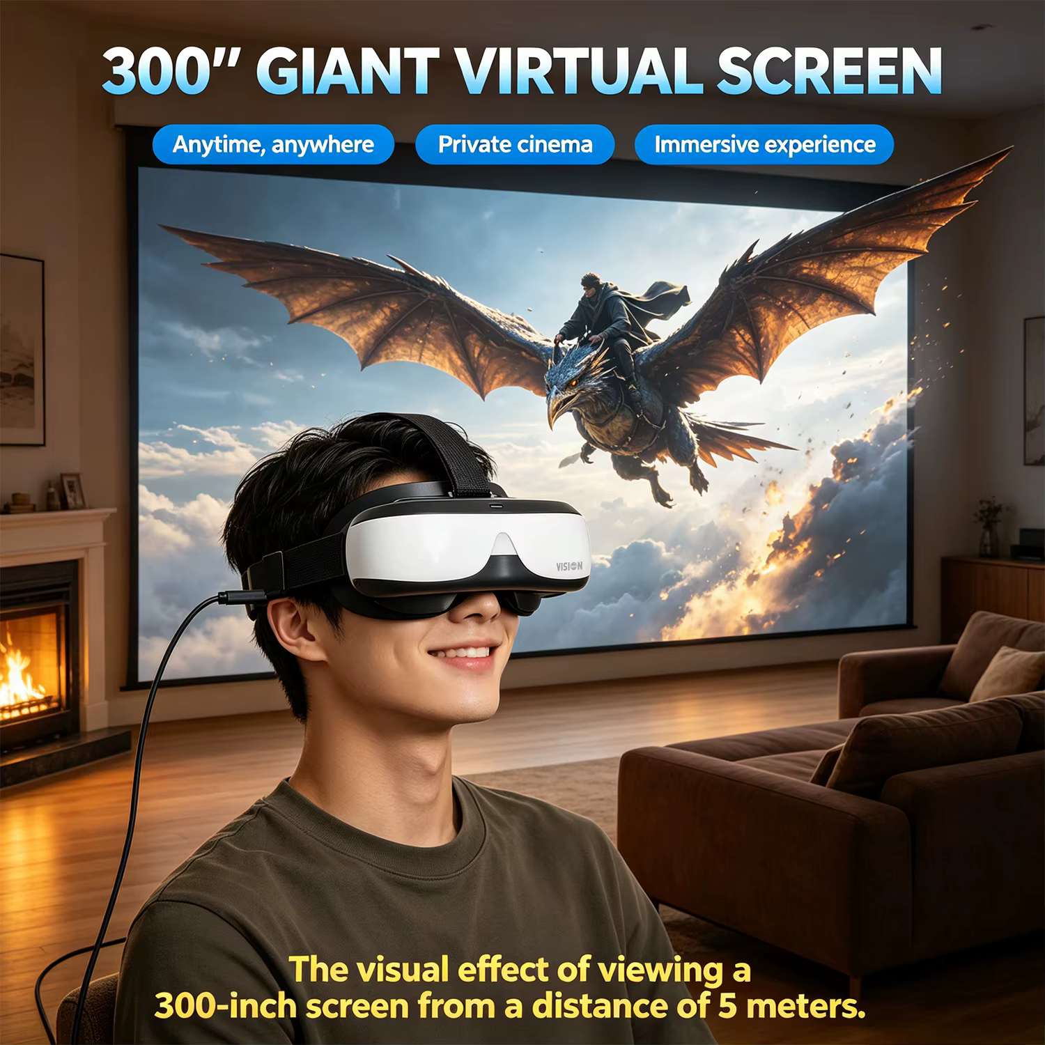 Moniteur portable à fixation sur tête 300 pouces 290g ultra-léger