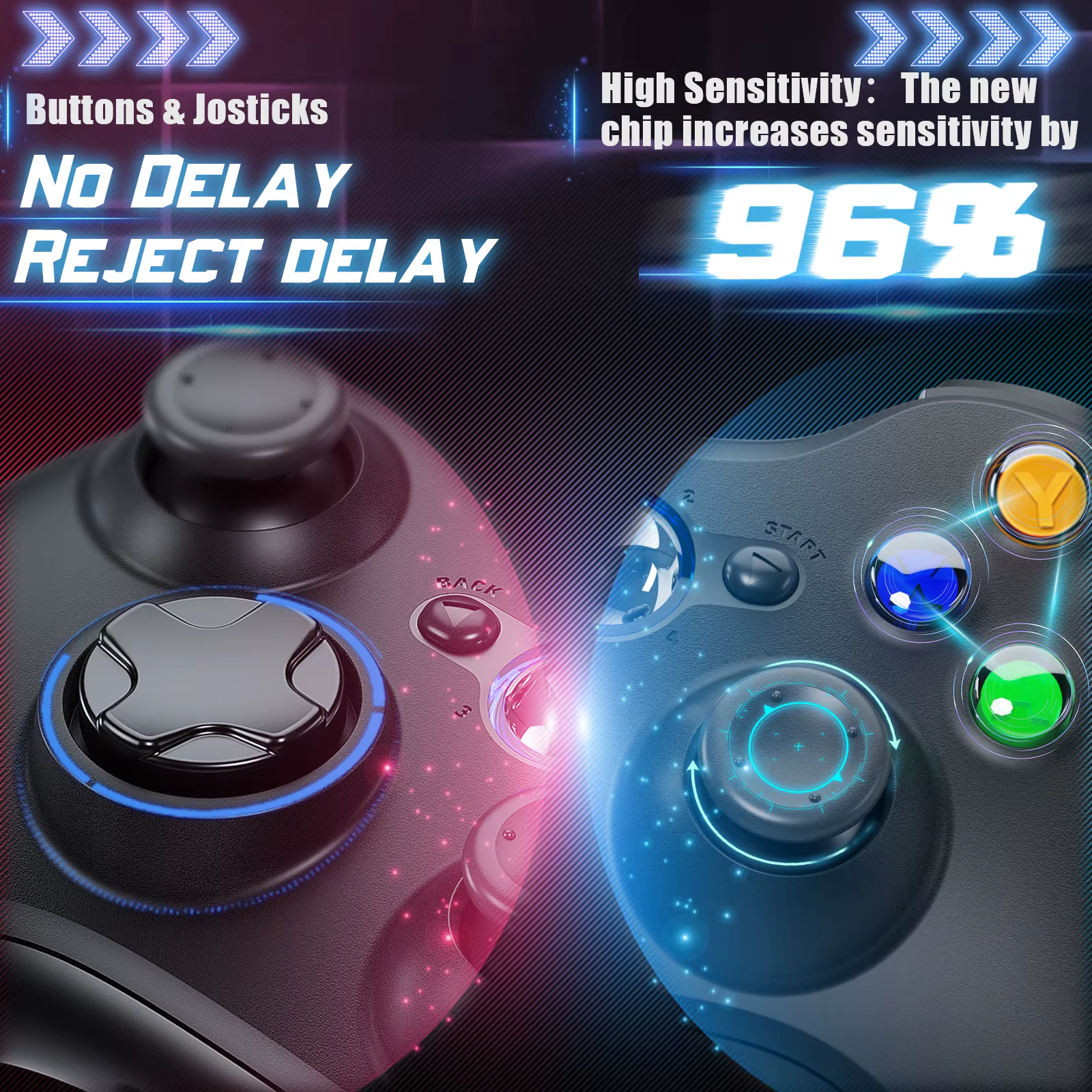 Contrôleur de jeu GAMROMBO pour Xbox 360/mince/console PC manette de jeu sans fil/filaire avec poignée ergonomique