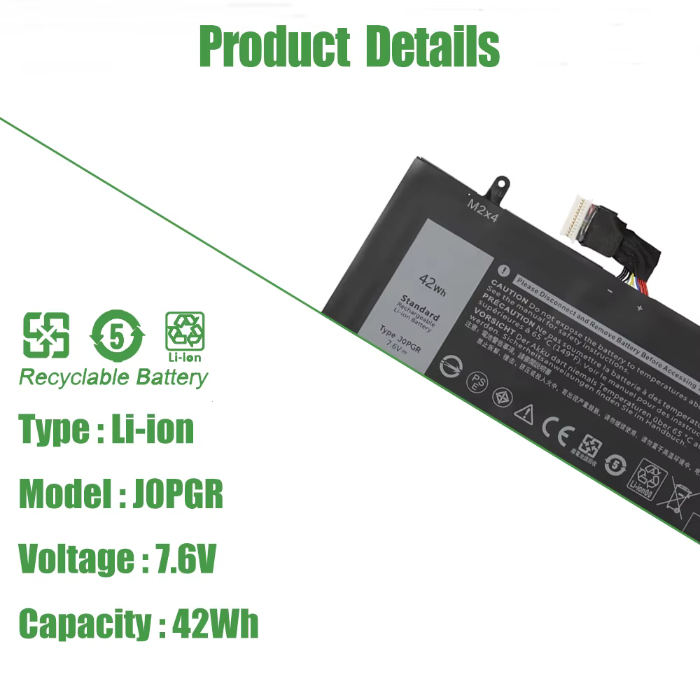 Batterie d'ordinateur portable 42Wh JOPGR pour Dell Latitude 12 5285 5290 2-en-1 T17G T17G001 T17G002 J0PGR