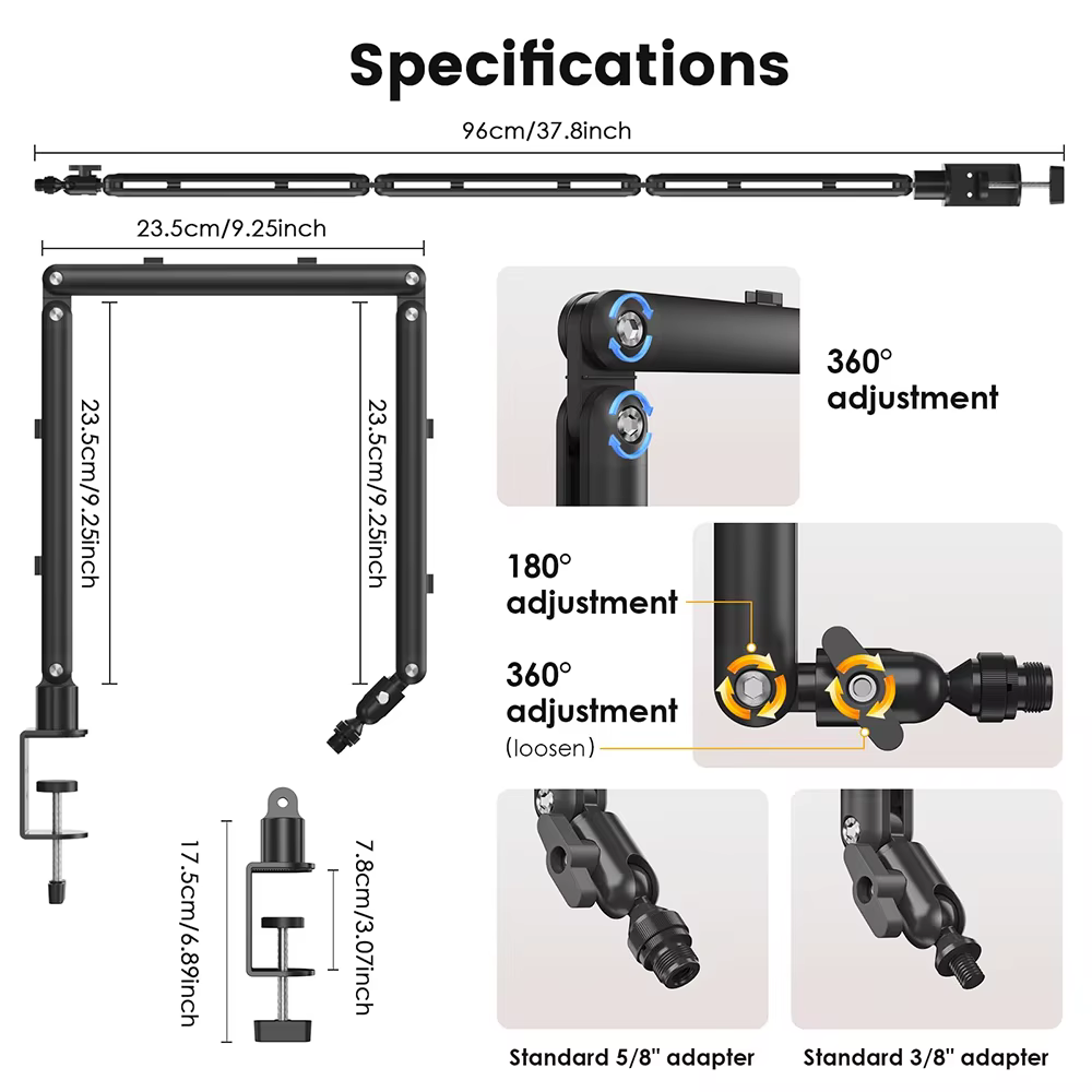 Support de microphone réglable pour bureau