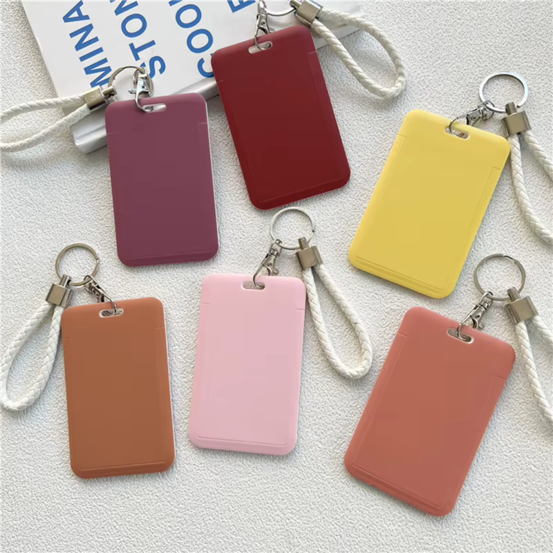 Housse de protection pour carte d'identité, porte-clés simple de couleur unie, porte d'accès scolaire, porte-carte de crédit, sac multifonctionnel