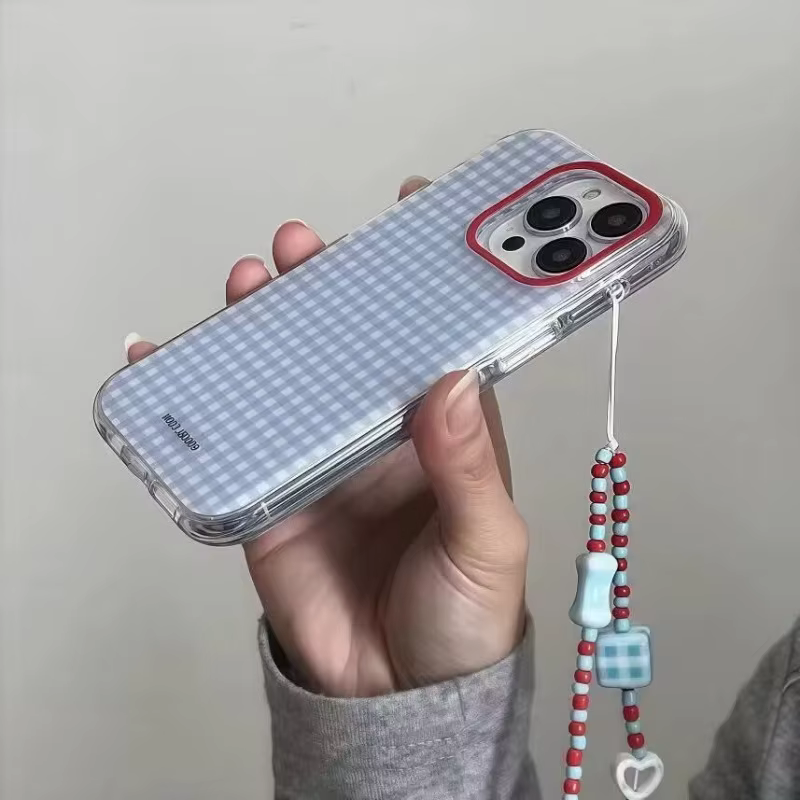 Coque de téléphone à motif de grille à carreaux bleu, étui souple à la mode pour iPhone 17 Pro 16 15 14 13 12 11 Pro Max 16e X XR XS Max 7 8 Plus