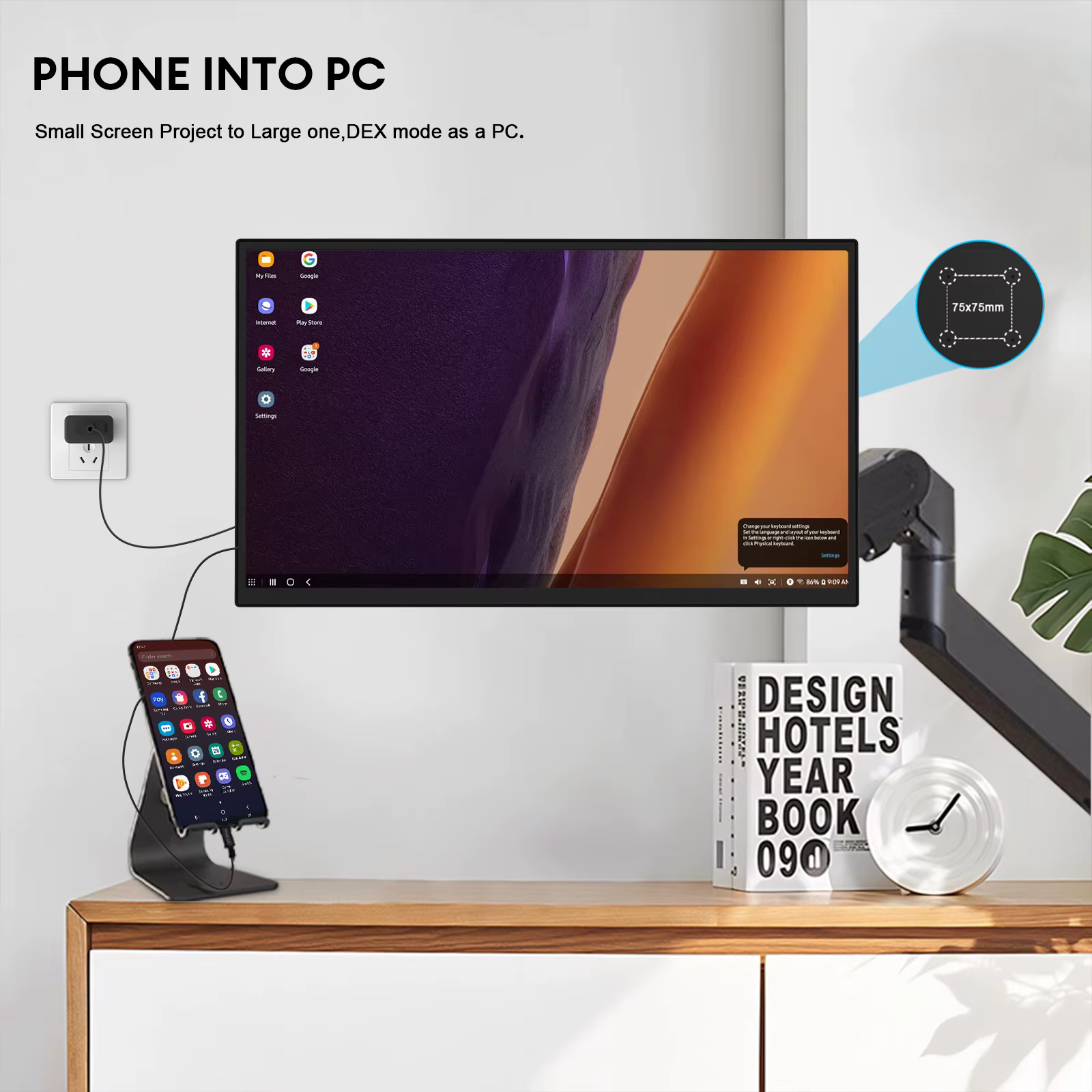 ZEUSLAP 18.5 pouces 1920*1080P 100Hz HDMI Type C moniteur Portable de jeu pour téléphone