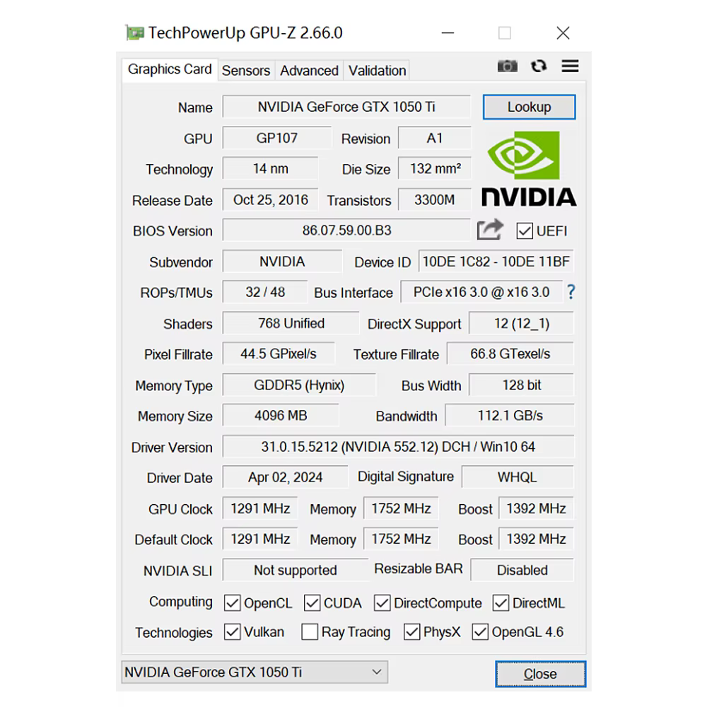 Cartes graphiques SOYO GTX 1050 Ti 4G GDDR5 NVIDIA 14NM PCIE3.0*16 GP107 128Bit DP + HDMI + DVI