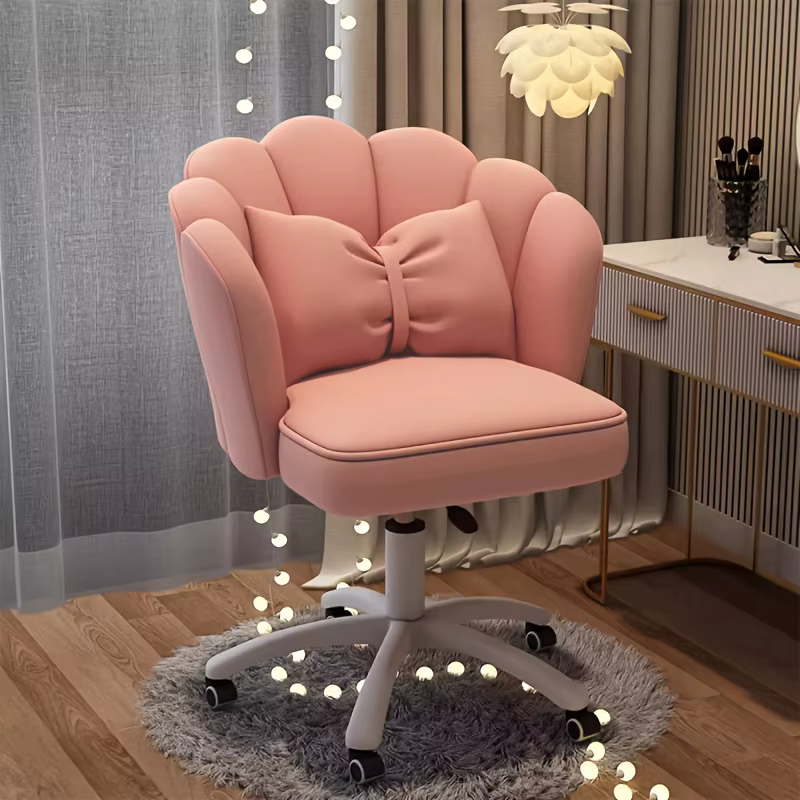 Chaise pivotante en velours avec hauteur réglable et oreiller lombaire