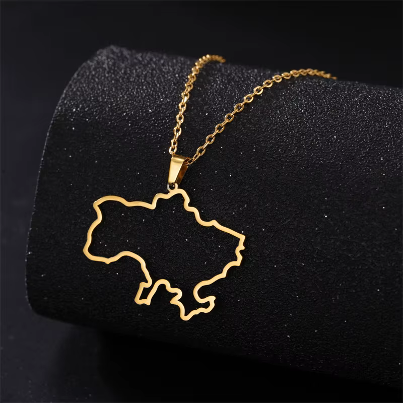 Collier tour de cou carte de l'Ukraine, tour de cou en acier inoxydable, bijoux de la présidence, cadeaux esthétiques, accessoires de mode, 138