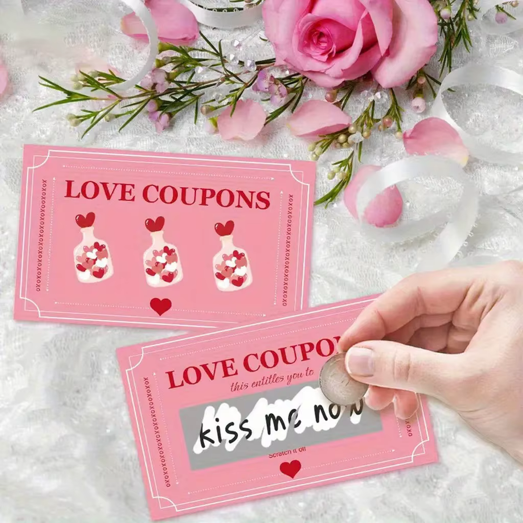 30 cartes à gratter DIY, billet doré avec autocollants, cadeau romantique pour anniversaire, Saint-Valentin, surprise