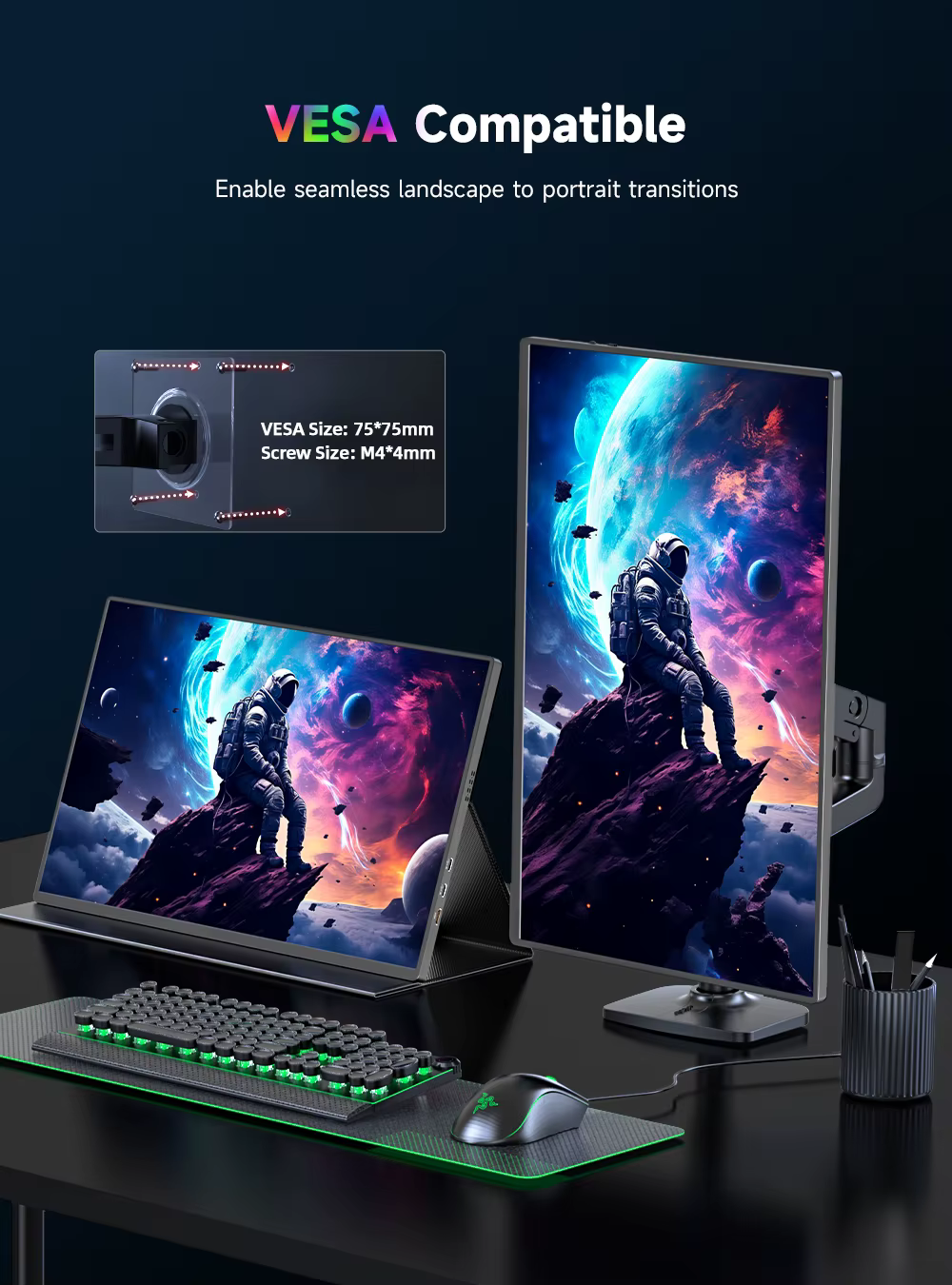 Écran portable UPERFECT 4K 16" 1200 nits pour jeux vidéo 1500:1 100 % sRGB IPS FreeSync HDR USB-C intégré HDMI